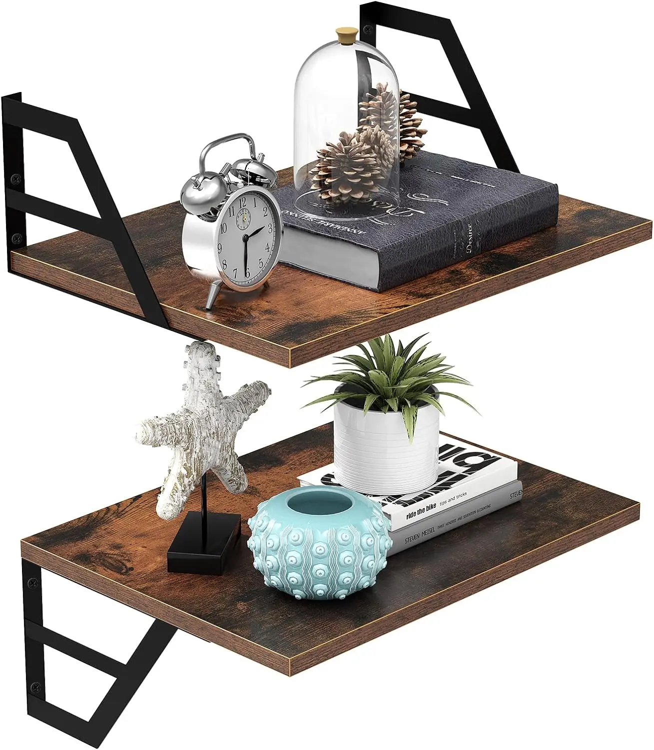 Bathroom Shelves 3 Tier Wall Mounted Book Storage Rack with Floating Pipe main image 1
