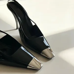 QuiteS 2026 Elegant Black High-End High Heel for Women New Summer Thin Heel Shoe Closed Plus Size for Party Evening Club Outdoor