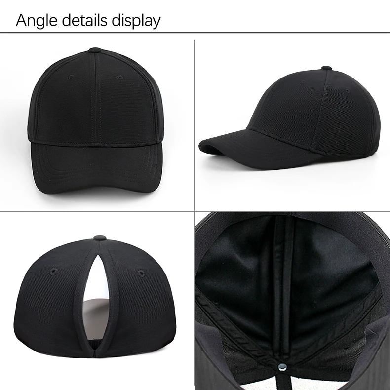 Strip Closure Design Ponytail Hat 5 6 Panel Outdoor Cotton