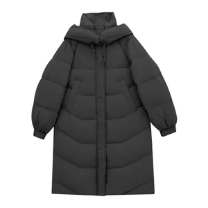 Women's Fashion Retro Down Jacket, Waterproof Long Winter Jacket with Hood, Solid Color, Comfortable Style