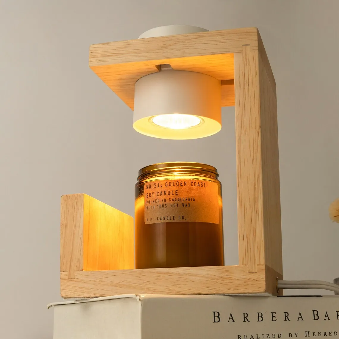 Classic Wooden Candle Lamp With Dimmer Electric Candle Melting Lamp