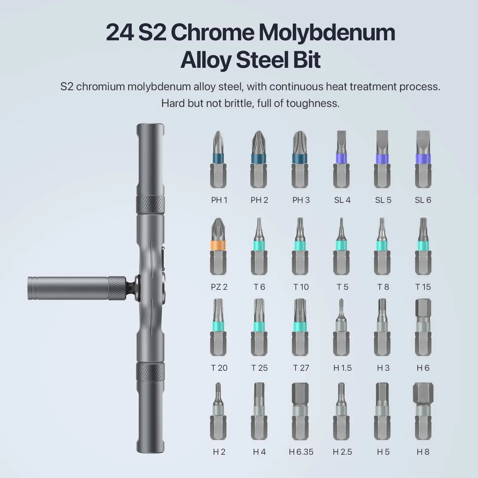 24in1多功能棘轮螺丝刀套装多磁性钻头迷你修理工具包家用工具电脑和书桌等。