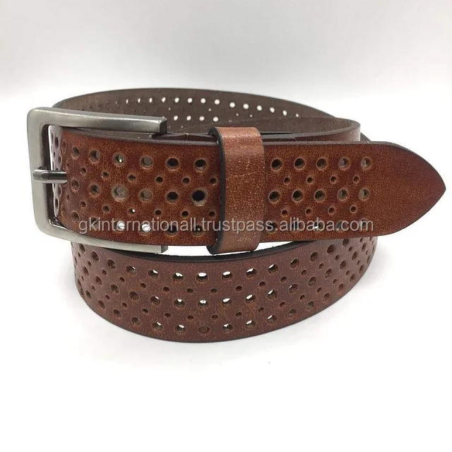 Leather Belts With Punch Hand Tooling 