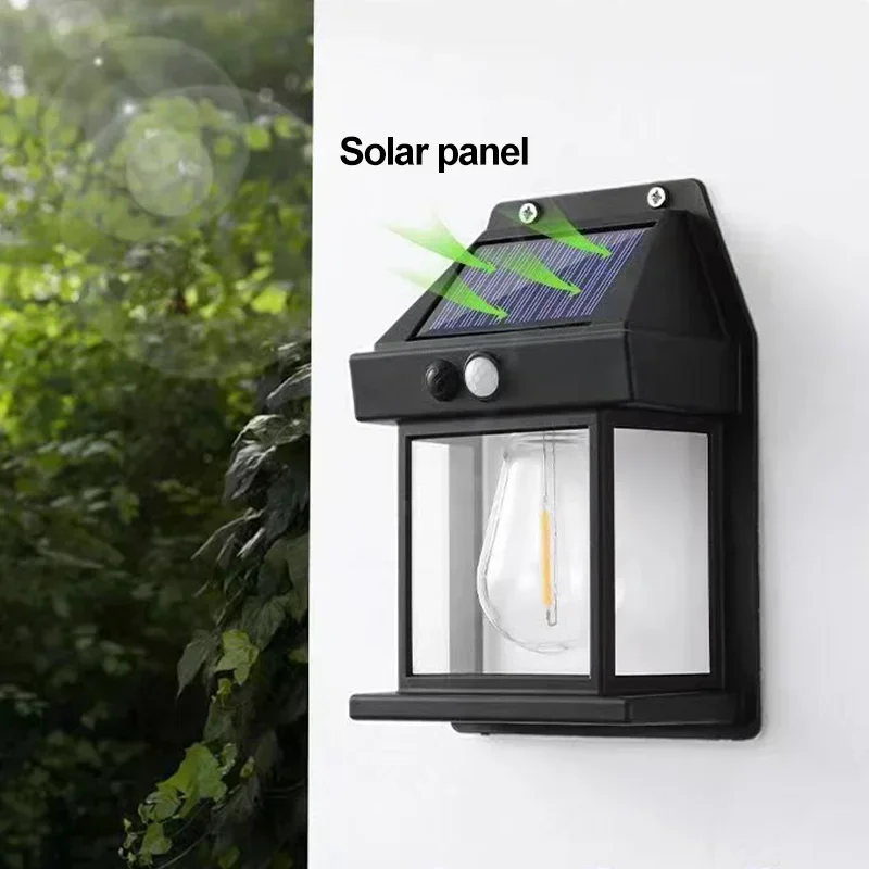 Solar Wall Lamp Motion Sensor Tungsten Wall Light With Remote Control ...