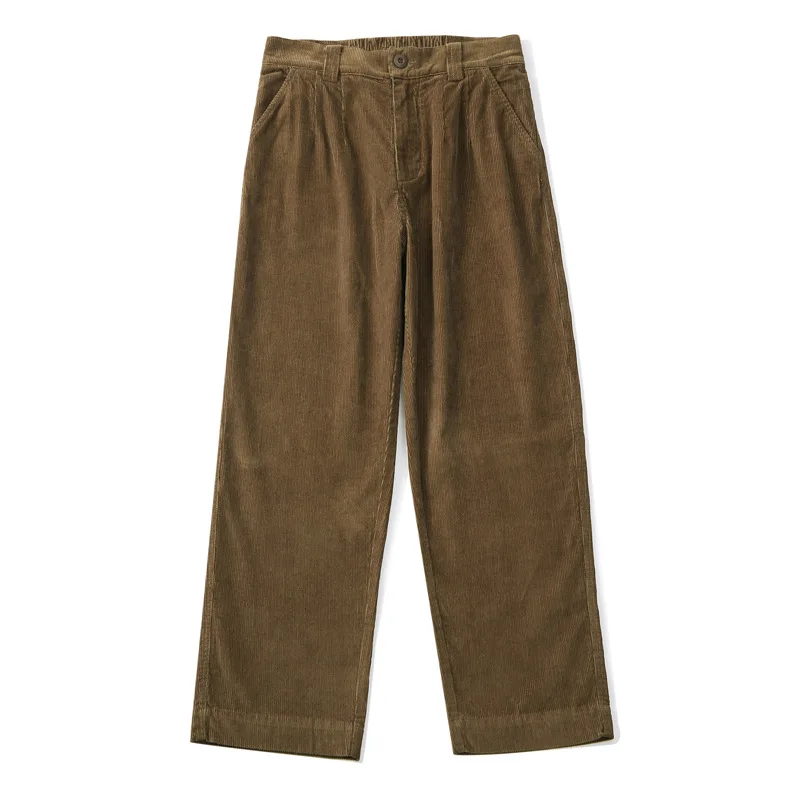 Brown Corduroy Straight Vintage Men's Pants Loose Solid Color Custom ...