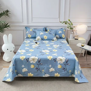 Premium Grade 100% Cotton Bed Sheet Set Quality Home Textile Linen Pillowcase Breathable Soft Plain Printed for Hotels Hospitals
