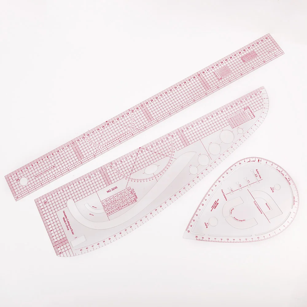 Easy  Cutting Drawing Ruler Sewing DIY Apparel Ruler Plate Sleeve Cage Placing Yardstick Curve Triangle Patchwork Ruler