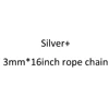 Cadena de cuerda de plata + 3mm * 16 pulgadas
