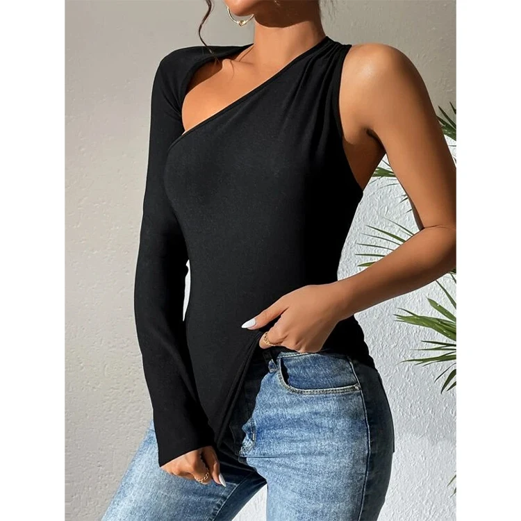 Shop Our 2024 Sexy One Shoulder T-Shirt Collection for Women