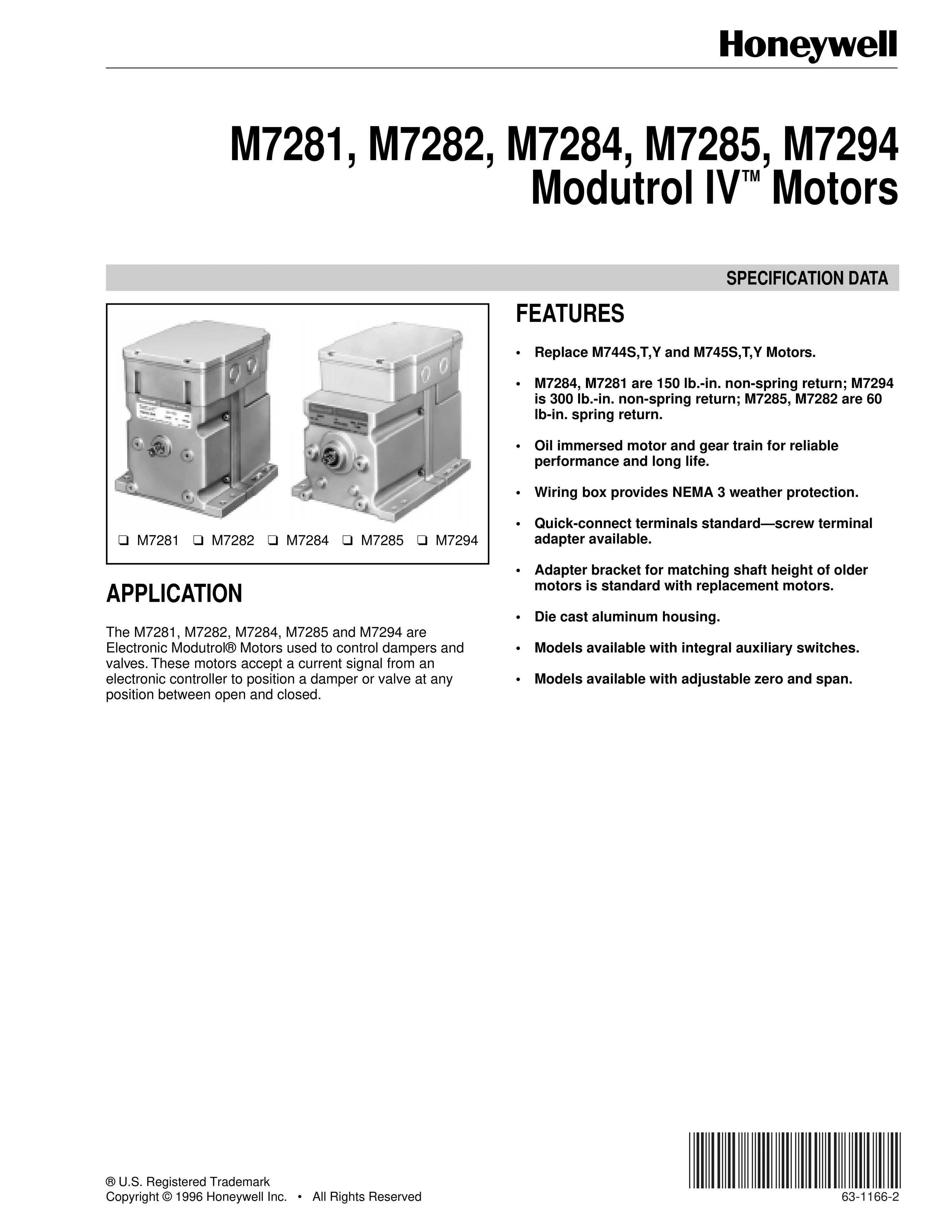 Honeywell M7284A1012 Modutrol IV Motor, Non-Spring Return