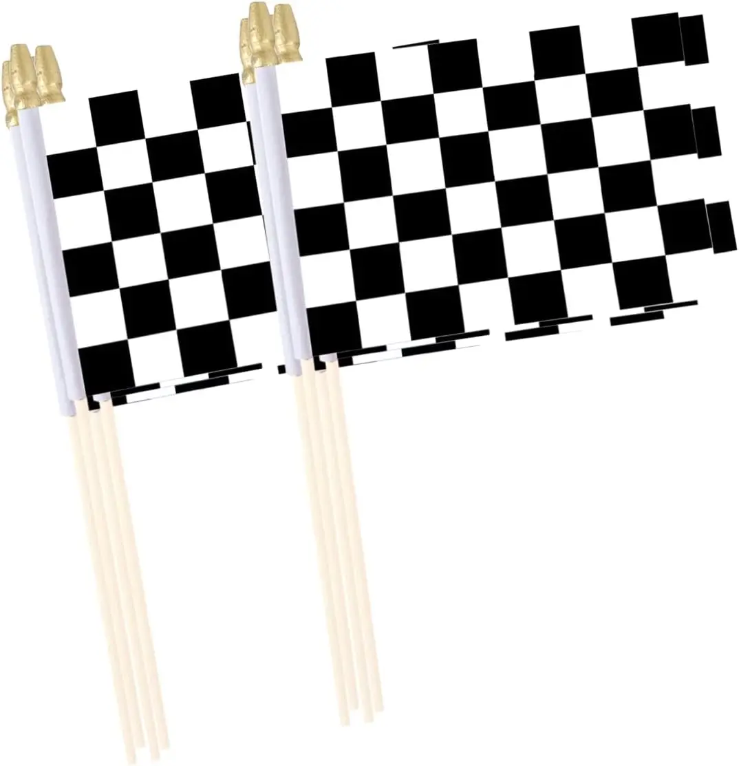 6 Pack Checkered Pennant Banner Flags Racing Birthday Decorations, Racing Flag Banner For Checkered Flag Party Supplies