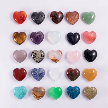 Wholesale Natural Mix Gemstone Heart Shape Rose Quartz Heart Shape Crystal Stone Heart