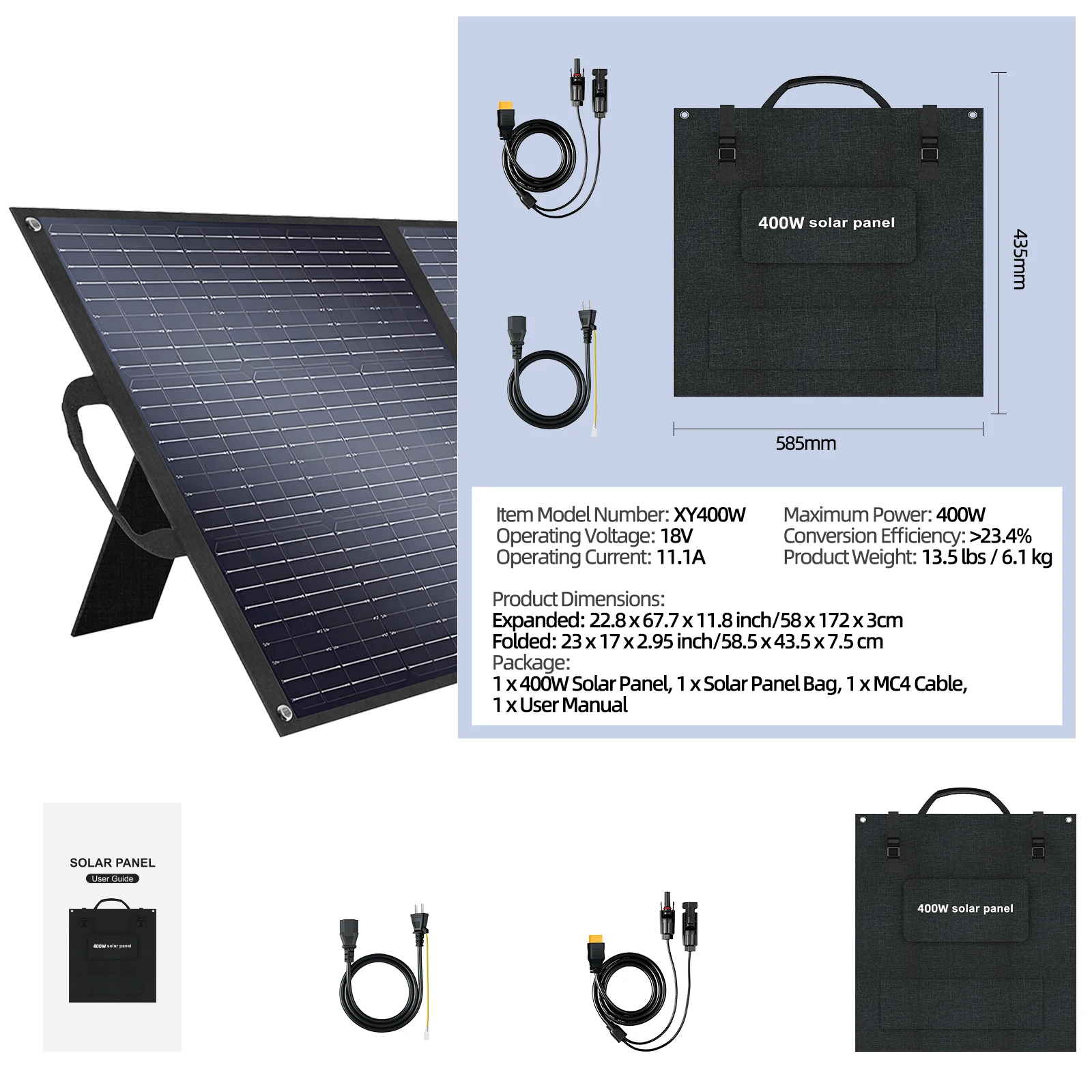 Pannello solare ad alta efficienza da 200 W, celle monocristalline pieghevoli, impermeabili e resistenti ai graffi per centrale elettrica portatile_voghion.com