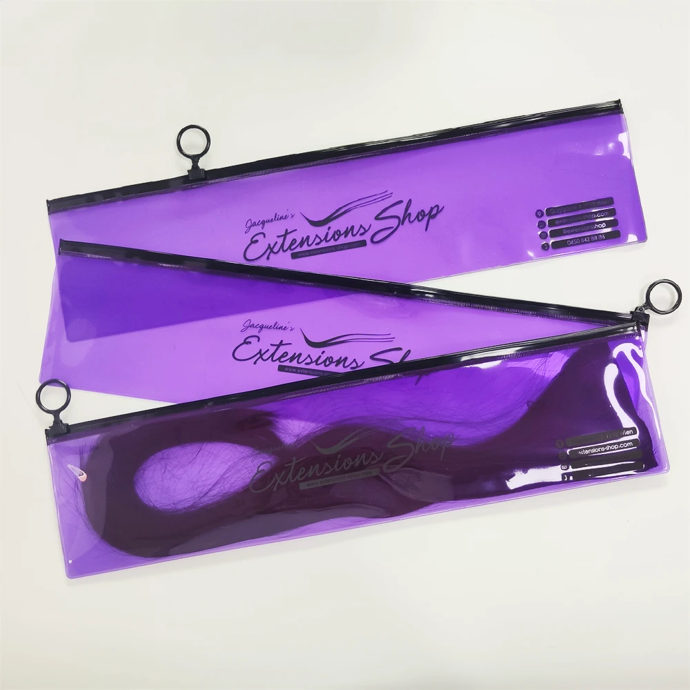 Thick Custom Clear Frosted Plastic Zipper Bags For Hair Extensions,Wig