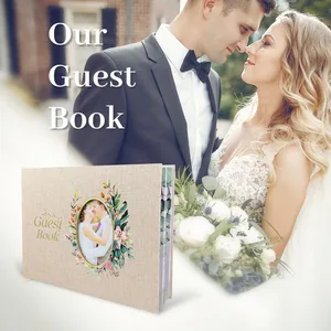 Cross Border Sellers Eco Friendly Custom Linen Cover Hardcover Wedding Guest Book Baby Shower Registry For Photo Album Scrapbook