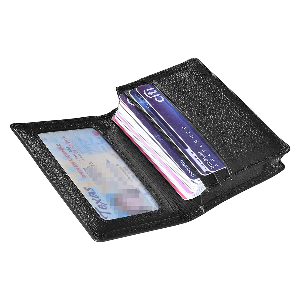 Leather Business Card Holder, Slim Men's Wallet RFID