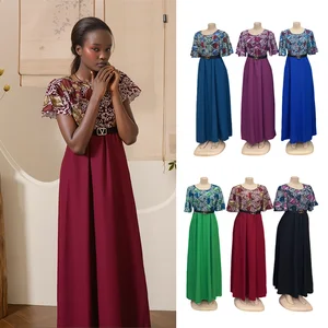 New Wholesale Women Fashion Printed Casual Summer Round Neck Short Sleeve Belted Dress