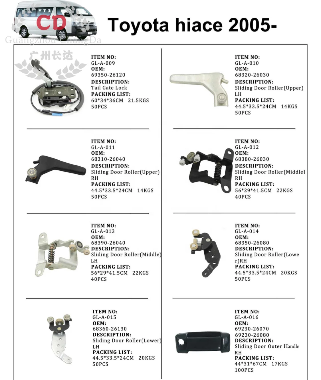 FOR Toyota Hiace 2005 Model - Later Stage Sliding Door Roller - Middle 68380-26030 RHD  Middle Pulley Middle Door Bearing