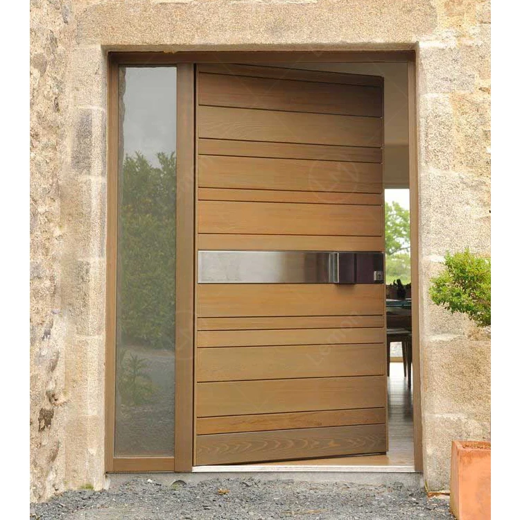 Australian Design Large Commercial Timber Panel Entry Pivot Door Exterior Modern Solid Wood Front Door for Houses