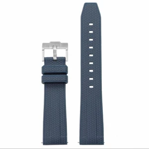 OEM Custom Logo Soft and Breathable Quick Release Blue Rubber Silicone Watch Strap Bands Compatible with 22MM Watches Strap