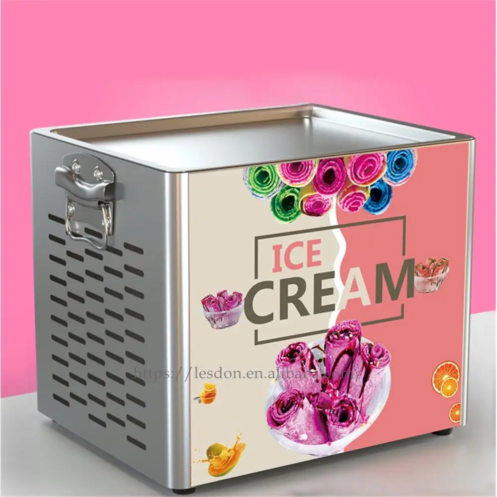 Cheap Mini Electronic Squared Mobile Pan Plate Street Small Fried Ice Cream Roll Machine Fried Ice Cream Roll Machine