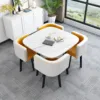 Imitation stone pattern square yellow and white leather chair
