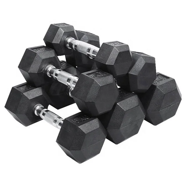 Rubber Hex Dumbbell 2022 Custom kg lb Gym Equipment 5kg 10kg 15kg 20kg 30kg 40kg 50kg Rubber Coated Dumbbell Set Price