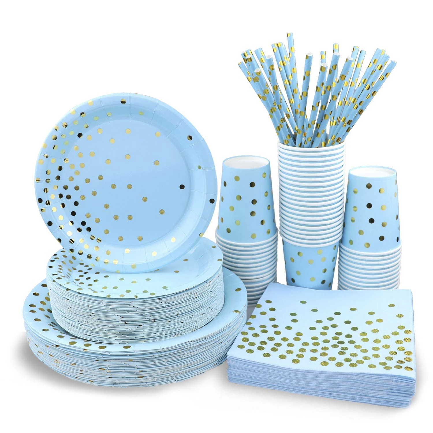 Huiran 24 Guests Birthday Disposable Tableware Set Party Disposable Party Plate Supplies