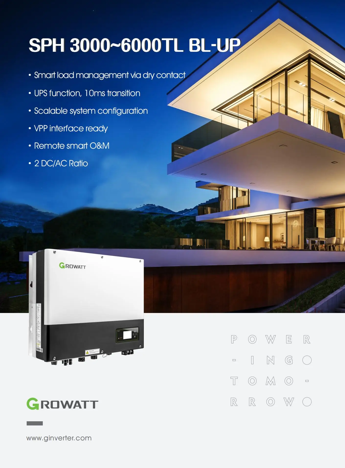 Growatt-inversor Híbrido Solar Sph 3000-6000tl,Inversor Híbrido De Bl ...