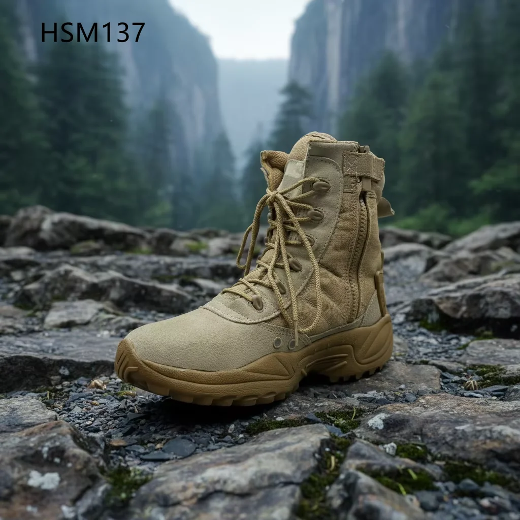 HY,2026 Reinforcement Ankle Support Sand Color New Desert Boots Rescue Camping Strong Grip Rubber Outsole Tactical Boots HSM137