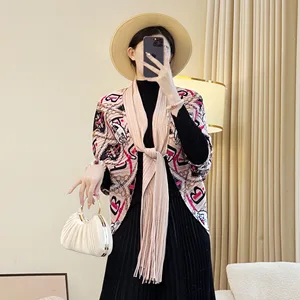 Miyake Pleated Women's Shawl High-End French  Design Lightweight Elegant Casual Outerwear with Artistic Patterns Women's Top