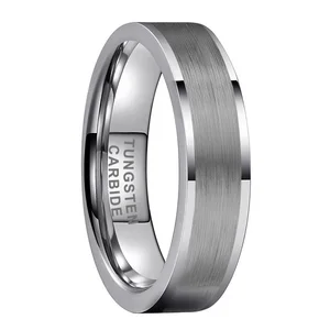 Coolstyle Jewelry 6mm Pipe Cut Brush Polished Fashion Engagement Wedding Band Wholesale Tungsten Carbide Ring for Men Women