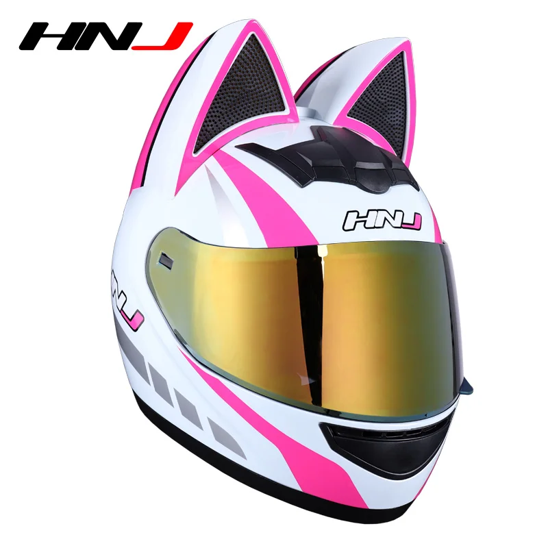 Hot Selling Pink Full Face Motorcycle Helmet for Women Casco Moto Motocross  New ABS Material Box Packed Personality Cat Ears