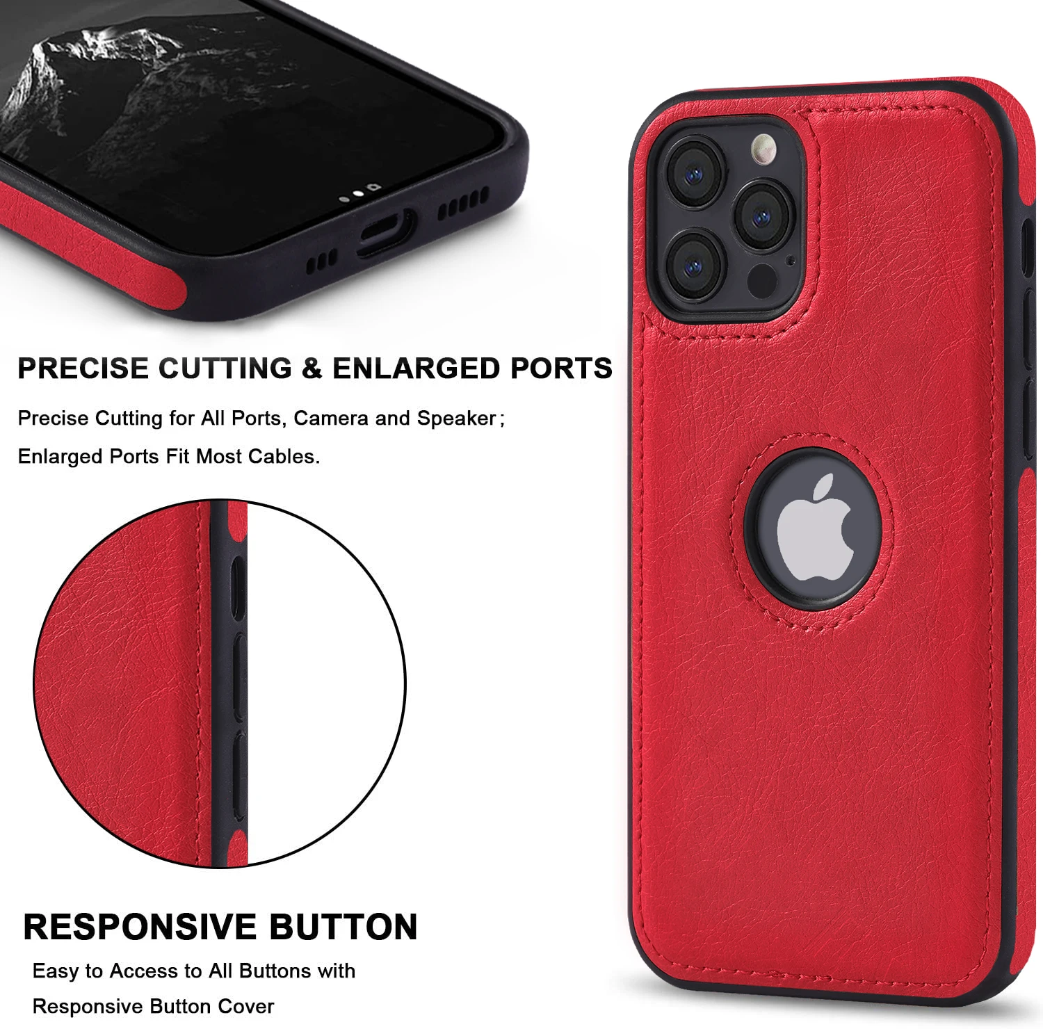 Leyi Designer Original Leather TPU Material with apple logo Slim Profile Grip Phone Covers case for iphone 12 Pro Max