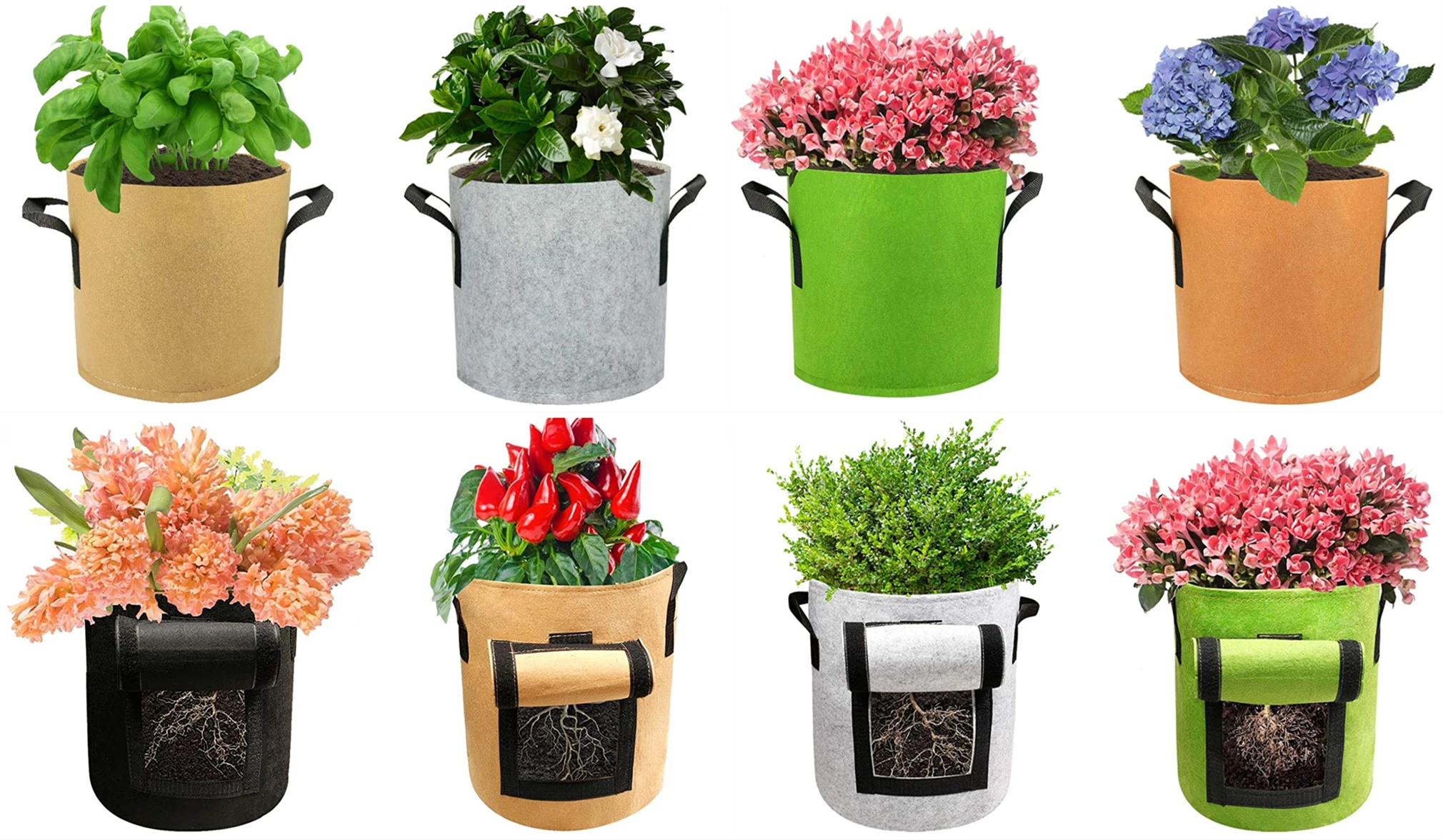 7 Gallon Nonwoven Grow Bags,Aeration Fabric Pots With Durable Handles