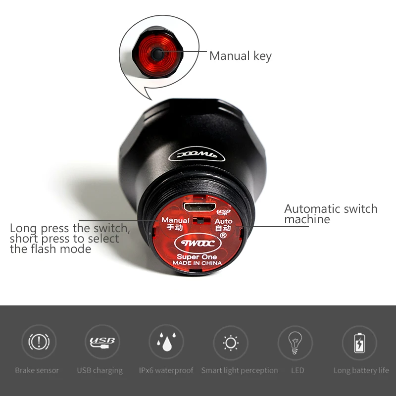 Luce Posteriore Per Bici USB-C Ricaricabile - 6 Modalità, Impermeabile IP65, Leggera E Portatile - Foto 7