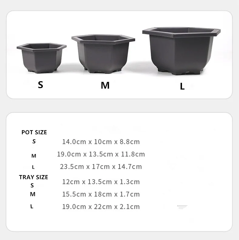 Wholesale Durable Plastic Hexagon Bonsai Tree Pots