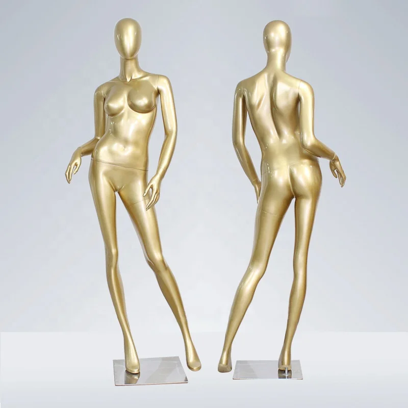 ゴールド全身女性マネキン｜繊維強化プラスチック製ウィンドウディスプレイ