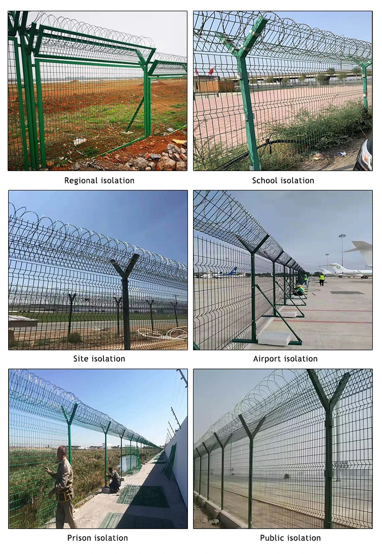 Galvanized 3D Welded Wire Mesh Fence Panel With Barbed Wire Anti Climb Security Fencing For Airport Prison High Safety Areas 7