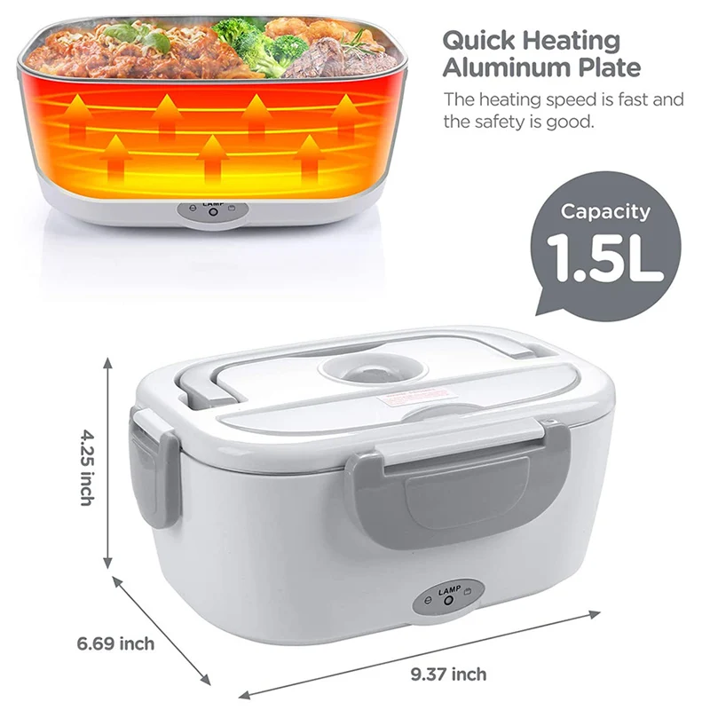 Portable Electric Lunch Box Stainless Steel Heating Food Heater Warmer