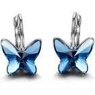 Crystal from Swarovski Earrings Butterfly Lever Back Earrings 925 Sterling silver Earrings for Women Dainty Girls Jewelry