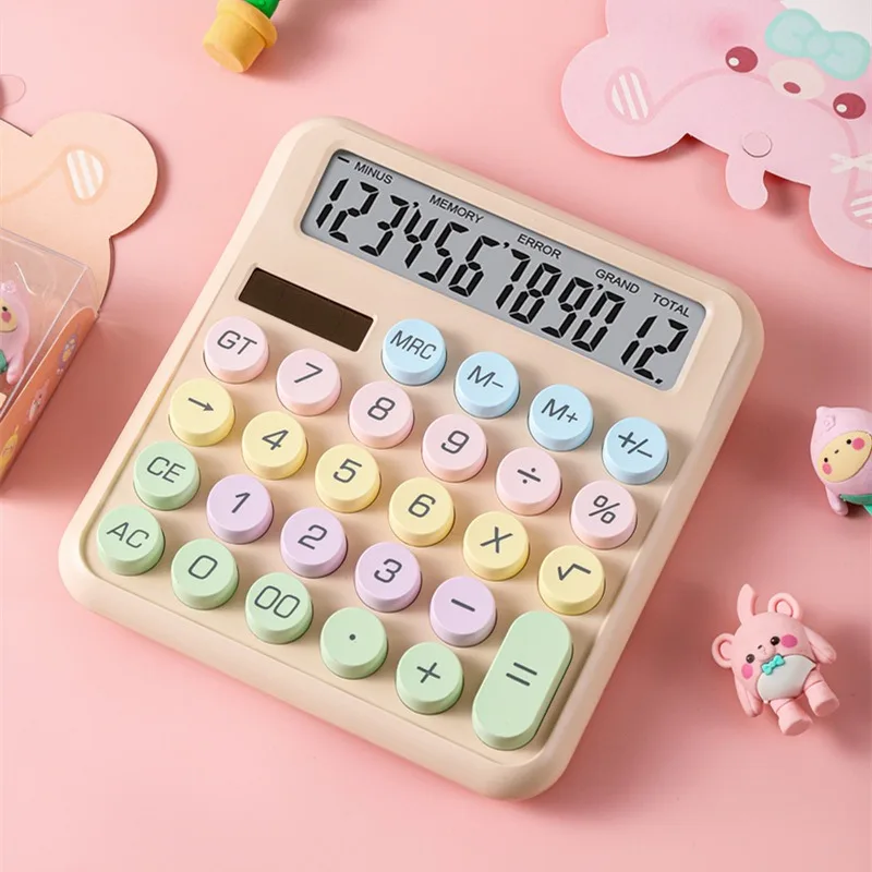 Custom 12 digit double power special cheap solar calculator cute calculator student electronic dual calculator