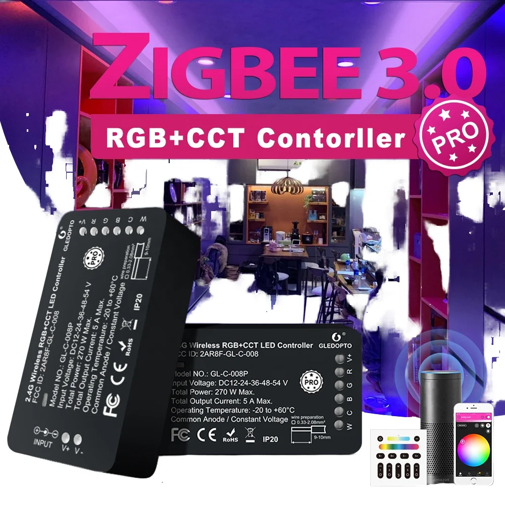 5 in 1 Homekit Compatible LED Controller RGB Color Temperature Change Remote Control for Home Theatre System 12V RF Connection