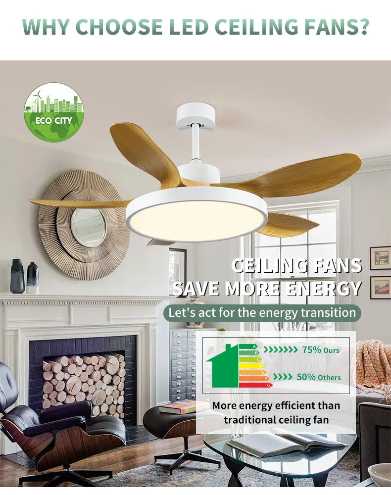 AC DC Motor White Light Hotel Chandelier Light for High Ceilings Fan HC574