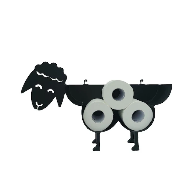 Toilettenpapierhalter In Kuh-Design – Aus Metall, Hält 5–7 Rollen, Wand- Oder Standmontage, Schwarz