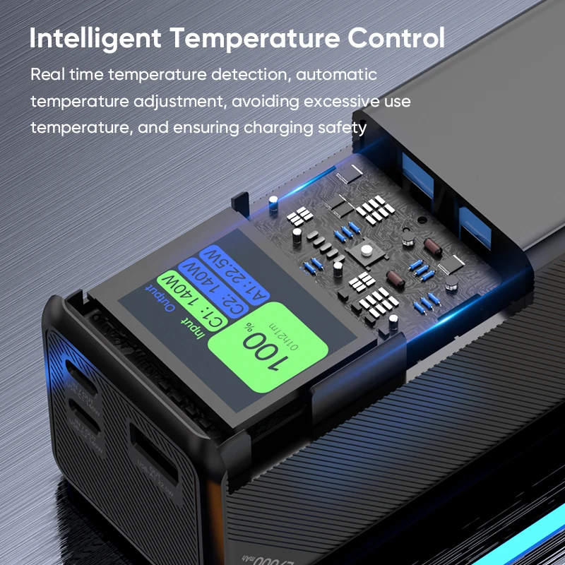 Smart Digital Display Phone Charge 140W Power Bank 27000mAh High Capacity Laptop Portable Charger Tablet Powerbank