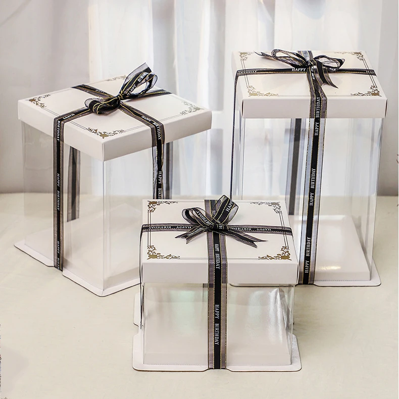 Omt Custom White Clear Pet Transparent Wedding Tier Cake Containers ...