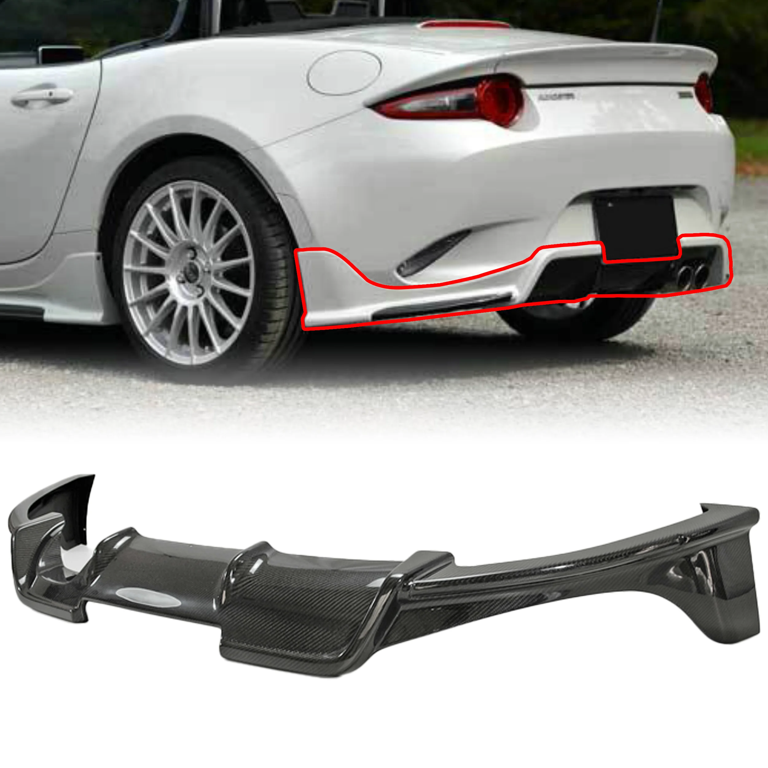 Esqスタイル カーボンファイバー製リアディフューザー Mx-5 Nd5rc