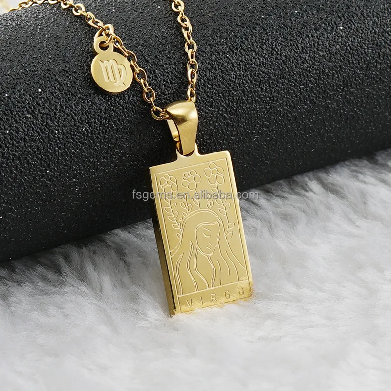 Fashionable 18K Gold Plated High Quality Shiny Chain Necklace With Pattern Engraving Charm Pendant Necklace