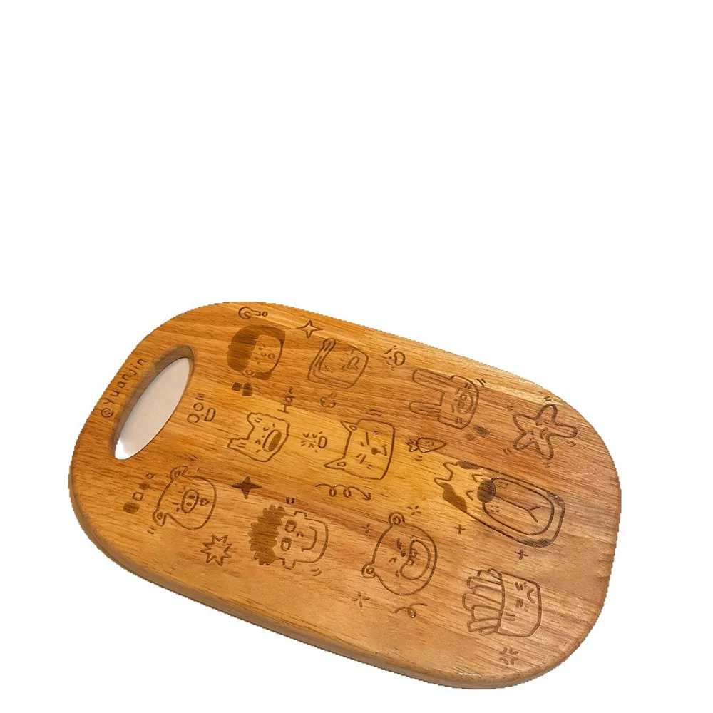 Cartoon Cute Lovely Adorable Rubber Wood Timber Bread Fruit Dessert Steak Tray Creativity Chopping Cutting Board